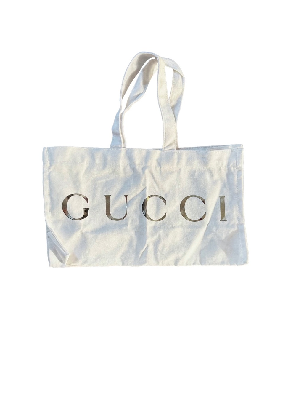 Gucci White Canvas Mini Tote with Silver Logo